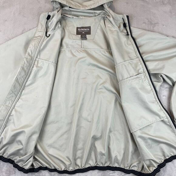 Simms Fishing‎ Jacket Men Large Beige Full Zip Hooded Windbreaker Elastic Waist - Picture 9 of 16